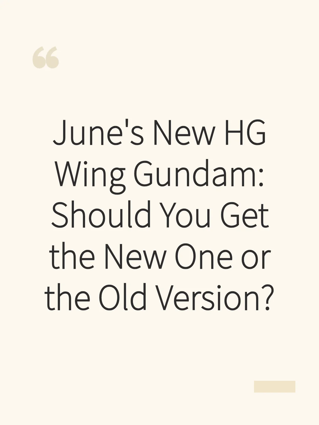 June's New HG Wing Gundam: Should You Get the New One or the Old Version?