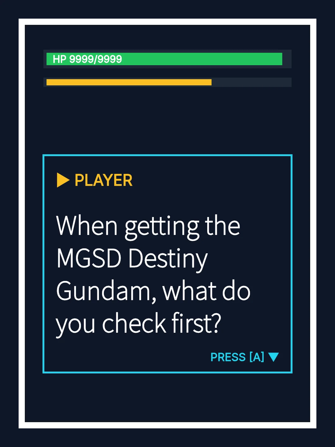 When getting the MGSD Destiny Gundam, what do you check first?