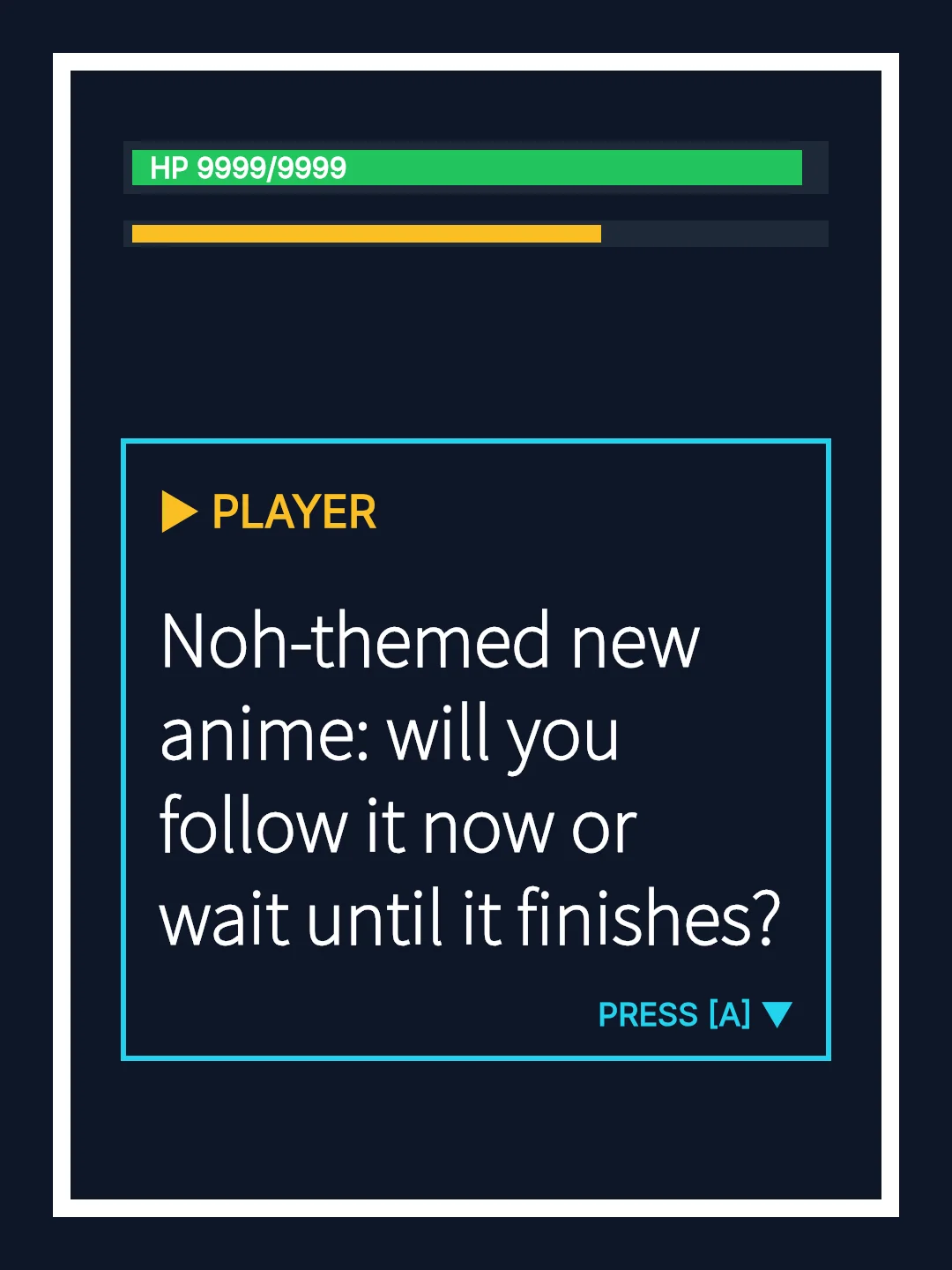 Noh-themed new anime: will you follow it now or wait until it finishes?