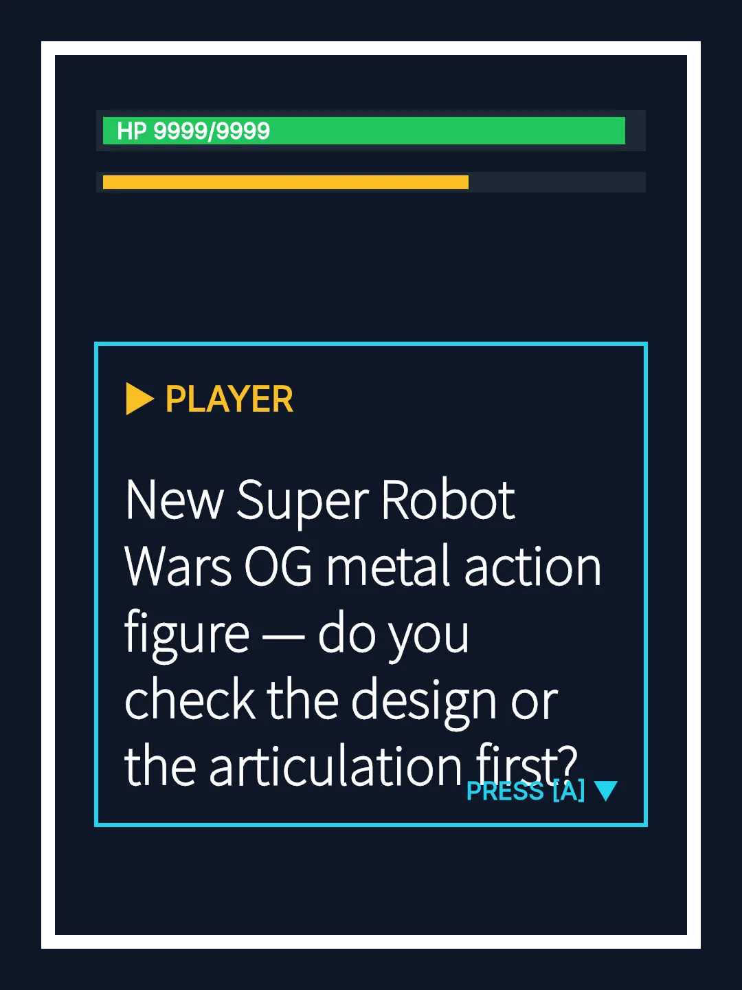 New Super Robot Wars OG metal action figure — do you check the design or the articulation first?