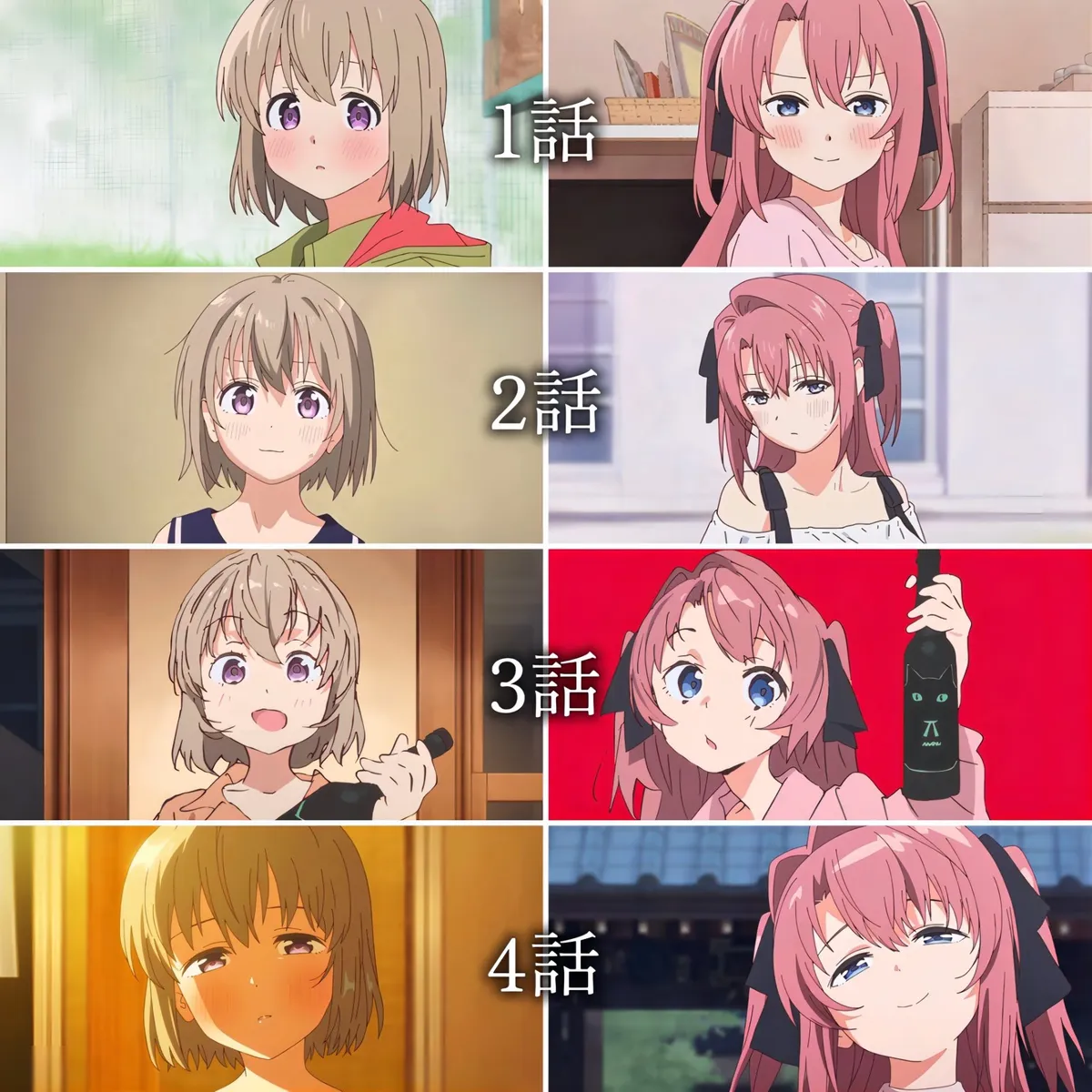 上伊那牡丹，醉姿如百合每集作畫對比