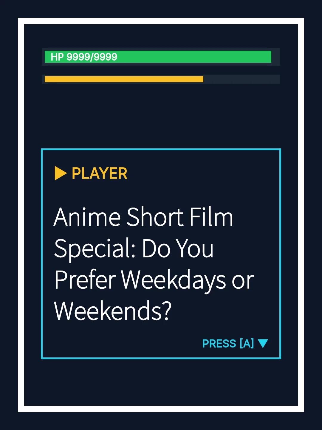 Anime Short Film Special: Do You Prefer Weekdays or Weekends?