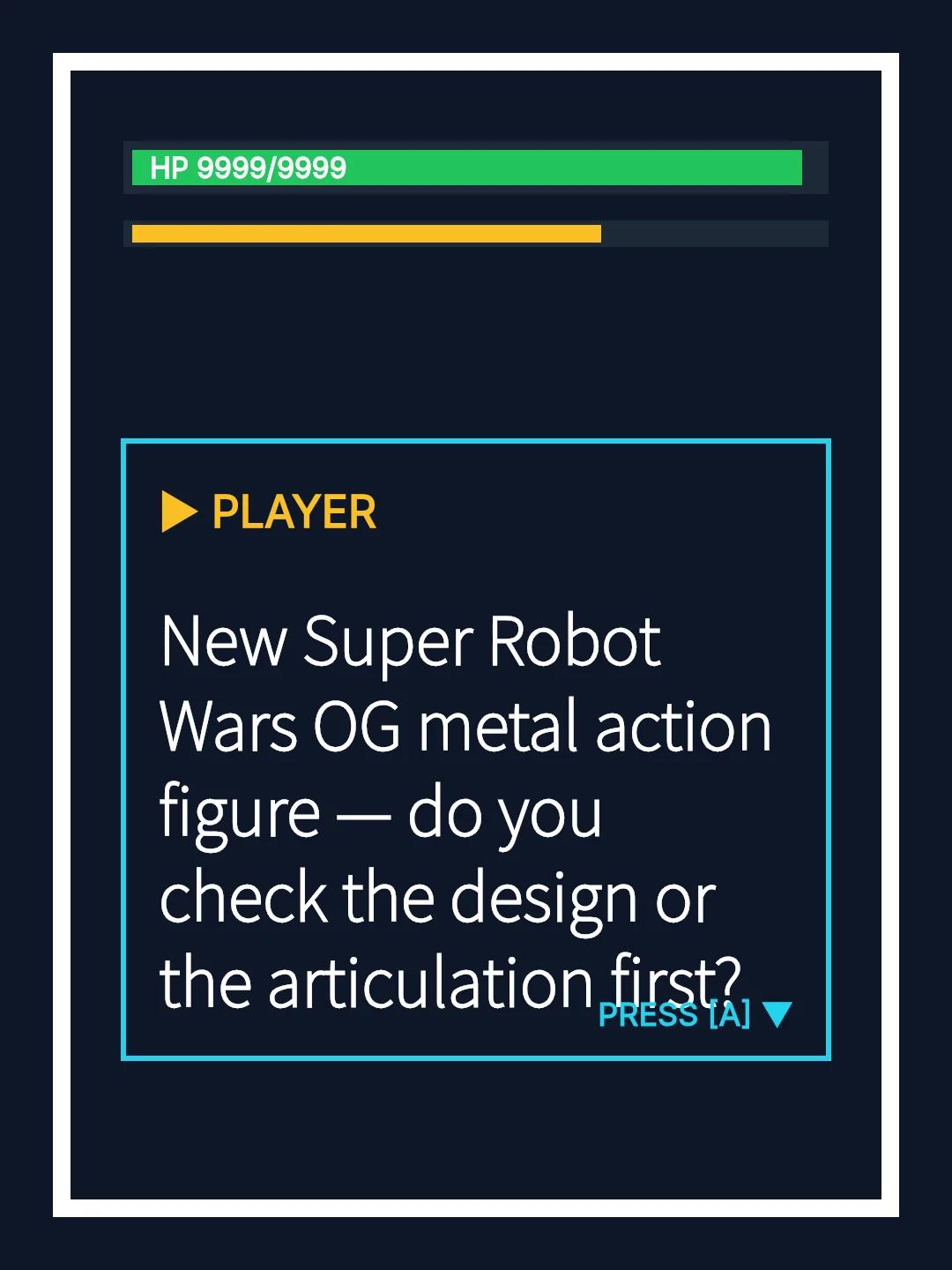 New Super Robot Wars OG metal action figure — do you check the design or the articulation first?